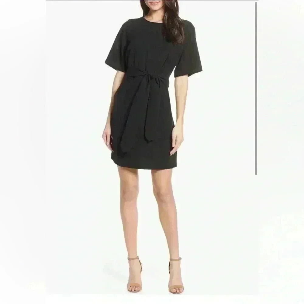 Chelsea28 Front Tie Shift Dress Black XS